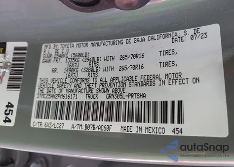 2023 Toyota Tacoma Trd Off Road из США, поврежденный, VIN 3TMCZ5AN2PM616171